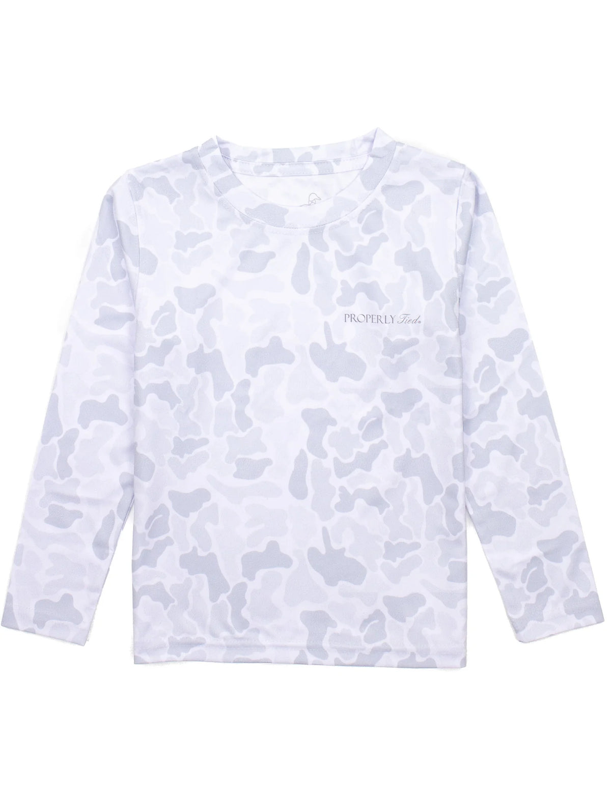 Properly Tied Boys Sportsman Performance Long Sleeve--Snow Camo
