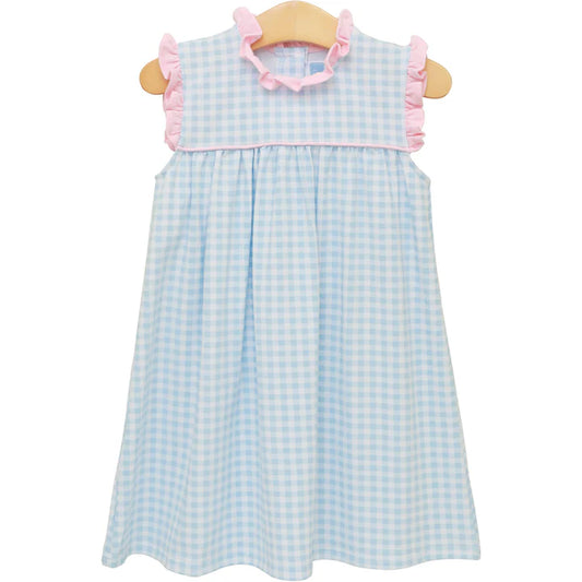 Trotter Street Meredith Dress--Light Blue Gingham/Light Pink