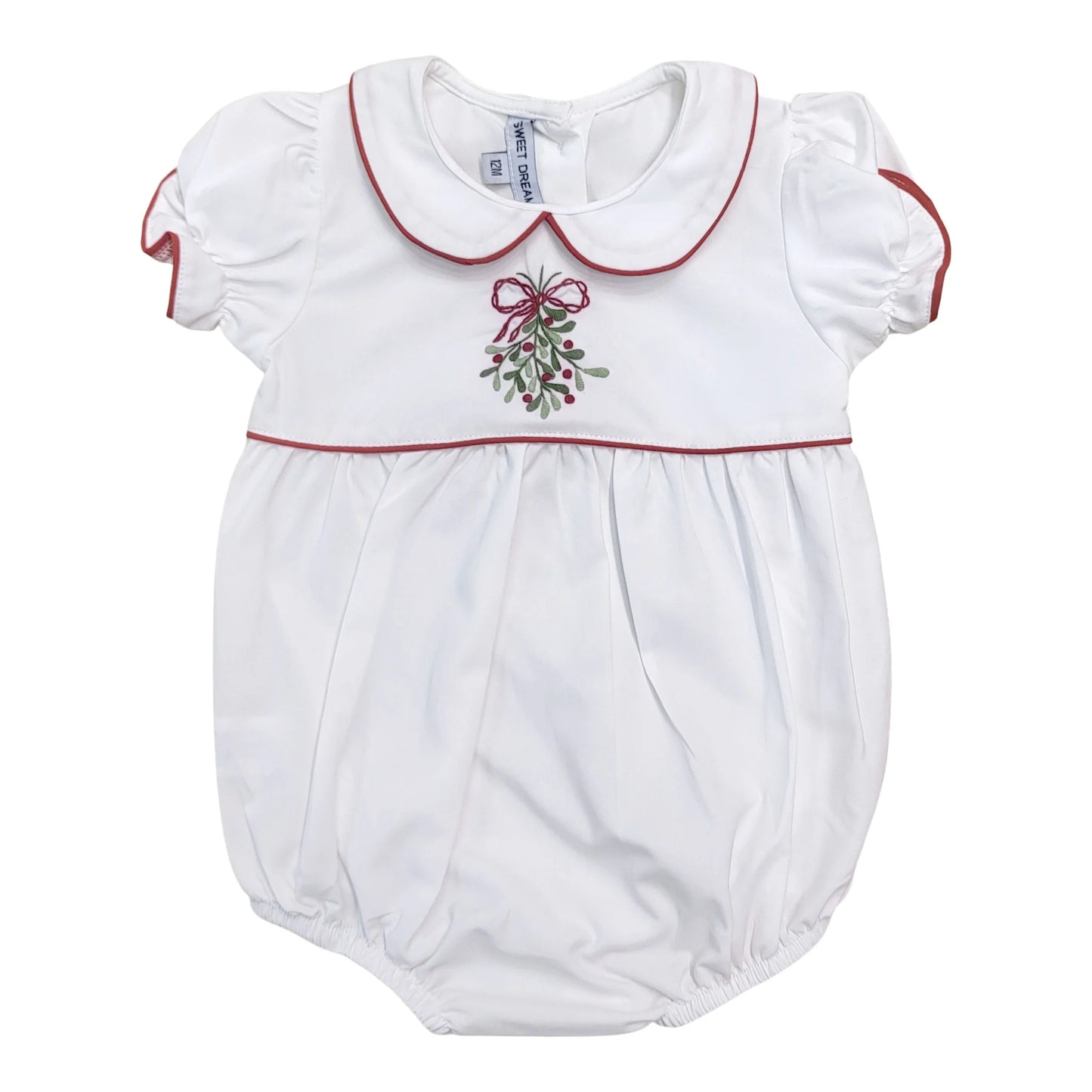 Sweet Dreams Mistletoe Christmas Embroidered White Bubble