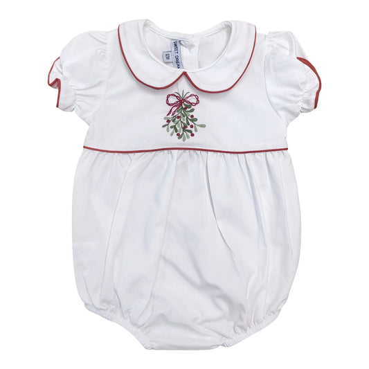 Sweet Dreams Mistletoe Christmas Embroidered White Bubble