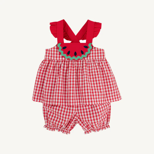 Beaufort Bonnet Nancy's Novelty Set--Richmond Red Gingham with Watermelon