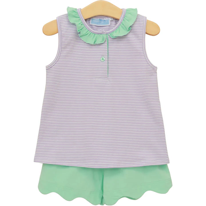 Trotter Street Nora Short Set--Lavender Stripe/Mint
