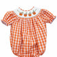 Sweet Dreams Pumpkin Smocked Orange Gingham Girl Bubble