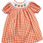 Sweet Dreams Pumpkin Smocked Orange Gingham Dress