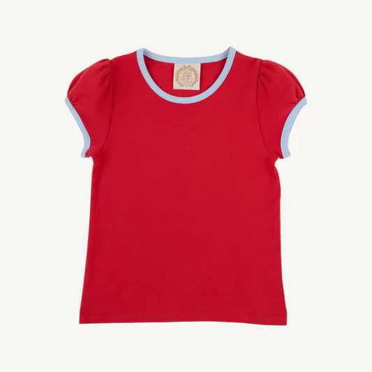 Beaufort Bonnet Penny's Play Shirt--Richmond Red with Beale Street Blue Onesie