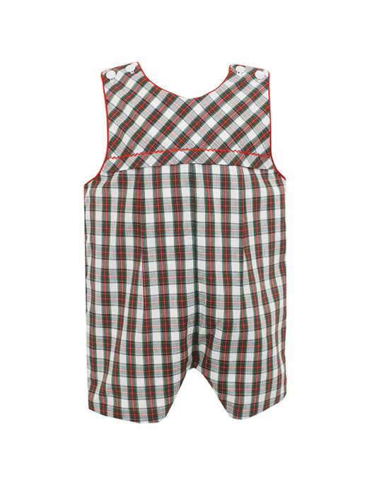 Petit Bebe Ivory and Red Christmas Plaid Boy John John