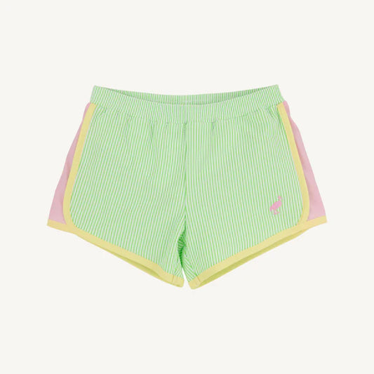 Beaufort Bonnet Shimmy Shake Shorts--Lexington Lime Seersucker with Pier Party Pink