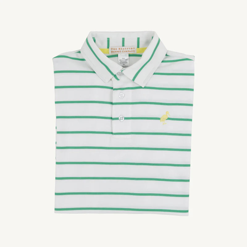 Beaufort Bonnet Prim and Proper Polo--Gibson Island Green Stripe