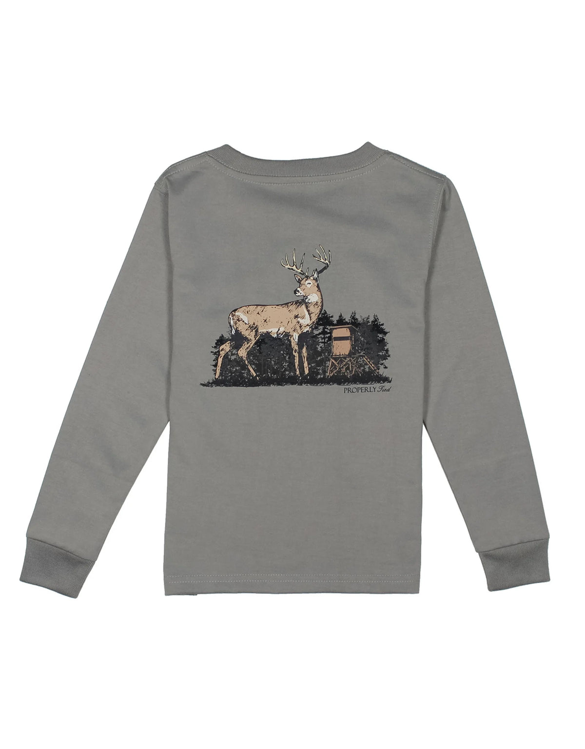 Properly Tied Baby Deer Season Long Sleeve Battleship Grey