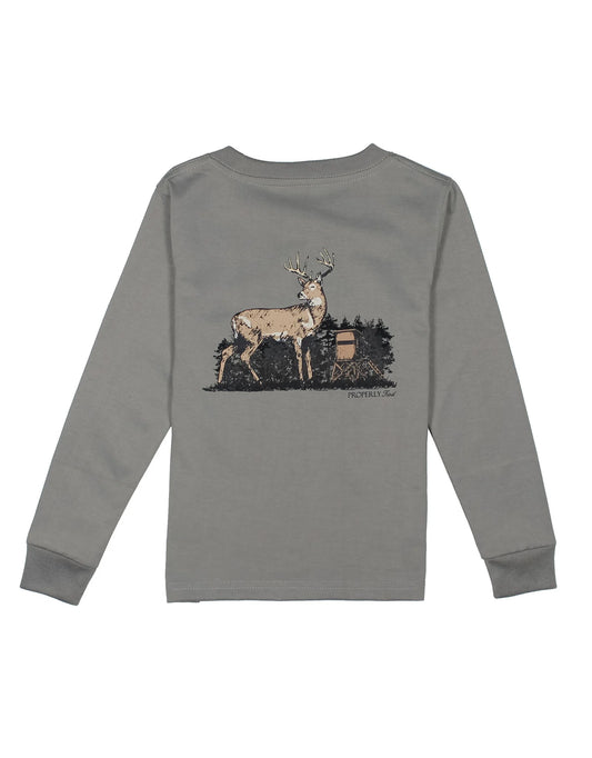 Properly Tied Baby Deer Season Long Sleeve Battleship Grey