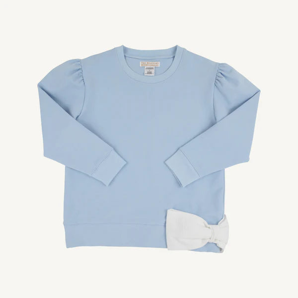 Beaufort Bonnet Cassidy Comfy Crewneck Puff Sleeve- Bow--Beale Street Blue/Worth Avenue White