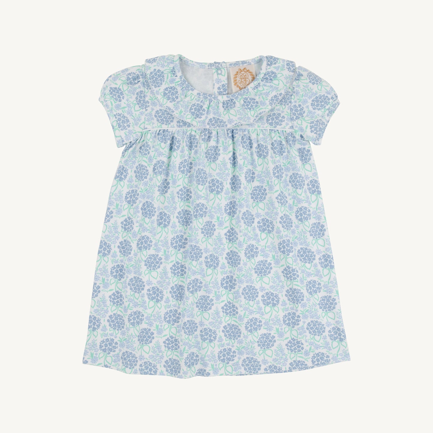 Beaufort Bonnet Short Sleeve Ramona Ruffle Dress--Handful of Hydrangeas/Worth Ave White