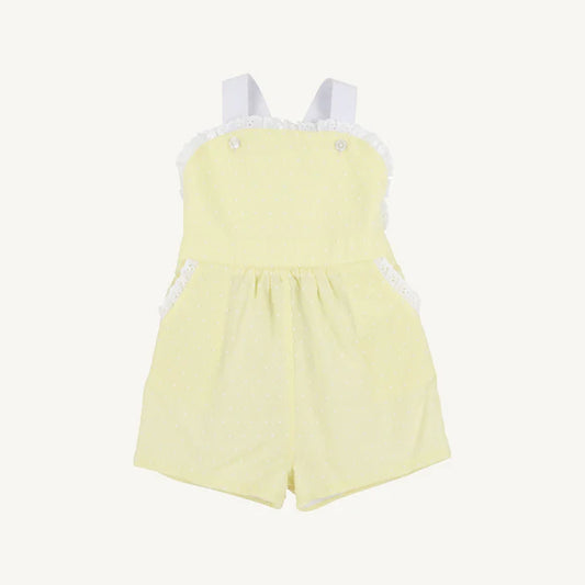 Beaufort Bonnet Ruthie Romper--York Yellow and Worth Ave White Dallas Dot