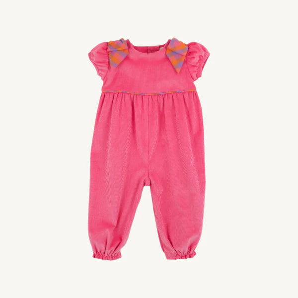 Beaufort Bonnet Ryleigh Romper Romany Rose Corduroy with Autumn Punch Plaid