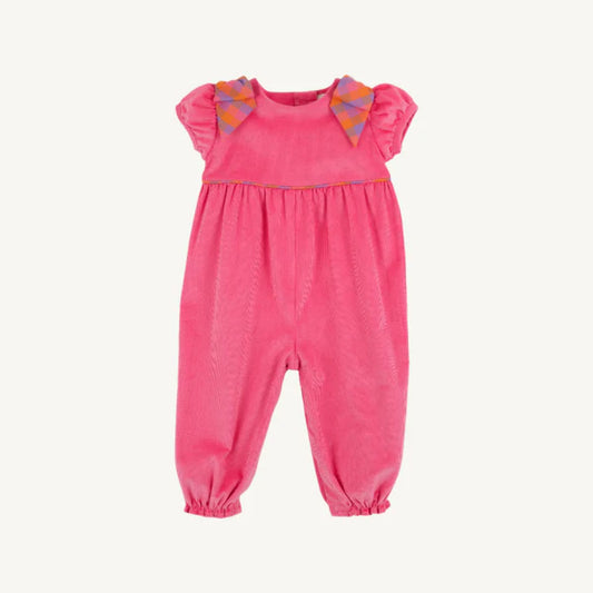 Beaufort Bonnet Ryleigh Romper Romany Rose Corduroy with Autumn Punch Plaid