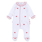 Magnolia Baby Scarlett Bows Scattered  Ruffle Footie Red