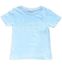 Mustard and Ketchup Kids Short Sleeved Light Blue Bunnies and Baskets Trio