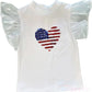LuLu BeBe White USA Sequin Flutter Sleeve Shirt