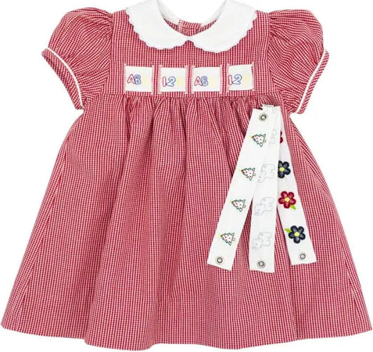 Lullaby Set, Ruth Ribbon Dress, Ridgeland Red Minigingham