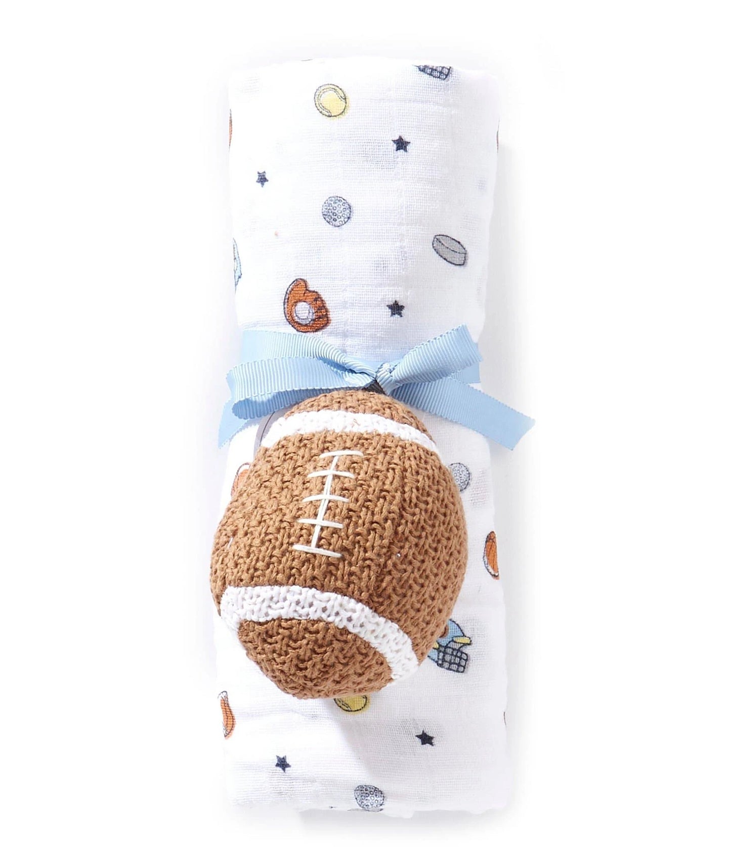 Mudpie Mud Pie Sports Swaddle and Football Rattle Set