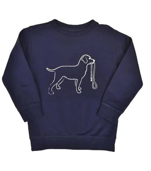 Mustard and Ketchup Navy Dog with Leash Sweatshirt