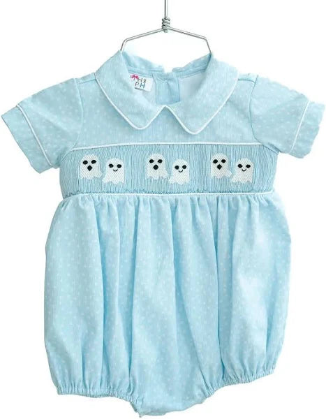 Ruth and Ralph Blue Ghosts Smocked Henry Bubble