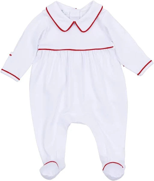 Magnolia Baby Red White Essentials Collared Footie