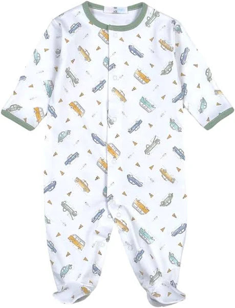 Baby Loren Vintage Cars Pima Snap Footie