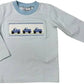 Delaney Boys Blue White Stripe Smocked Truck Long Sleeved Shirt