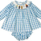 Delaney Girls Blue White Gingham Ice Friends Ruffle Collar Bloomer Set