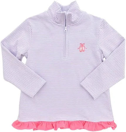 Itsy Bitsy 1/4 Zip Ruffle Pullover--Ballet Shoes