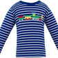 Claire and Charlie Train Royal Blue Knit Stripe Boys Long Sleeve T-Shirt