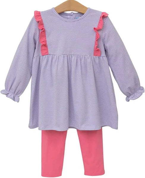 Trotter Street  Olivia Pants Set-Lavender Stripe/Pink