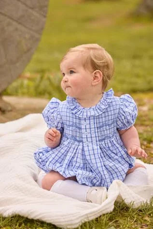 Little English Smocked Bridget Bubble--Woodberry Plaid