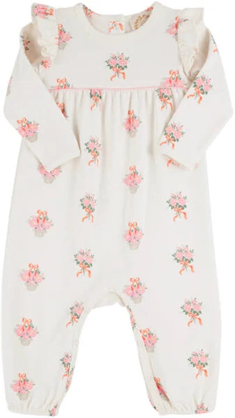 Beaufort Bonnet Leigh Ann Angel Sleeve Romper Nonesuch Stems with Sandpearl Pink