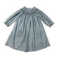 Delaney Girls Teal Check Smocked Mallard Ducks Long Sleeve Bishop Dress