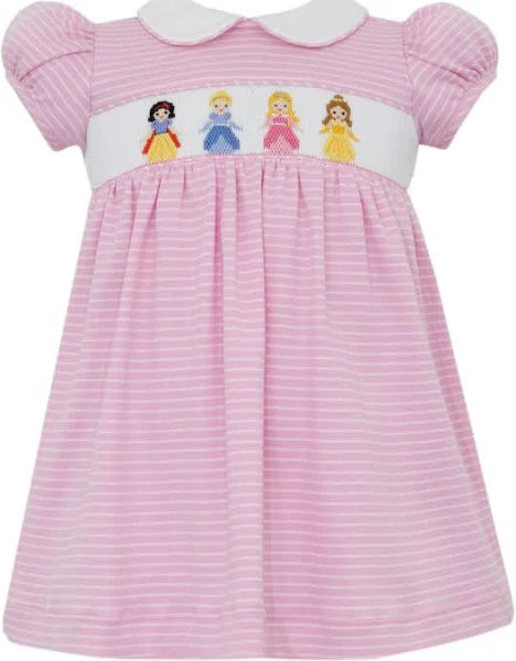 Petit Bebe Princesses Pink Knit Stripe Short Sleeve Dress