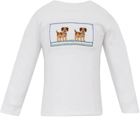 Anavini Puppies White Knit Boys Long Sleeve T-Shirt