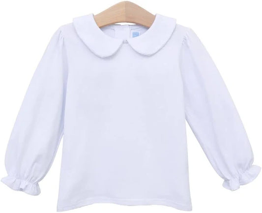 Trotter Street  Peter Pan Collar Top- White