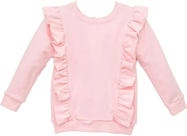 Trotter Street Laura Ruffle Pullover- Light Pink