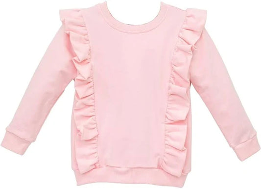 Trotter Street Laura Ruffle Pullover- Light Pink