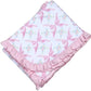 Baby Loren Pink Bows Pima Ruffles Receiving Blanket