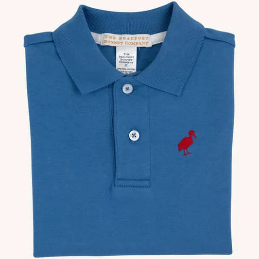 Beaufort Bonnet Prim and Proper Polo Wood Boat Blue with Richmond Red Stork