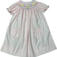 Delaney Girls Pink Check Short Sleeved Smocked Birthday Cake Bishop Dress