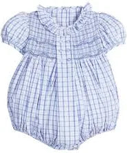 Little English Smocked Bridget Bubble--Woodberry Plaid