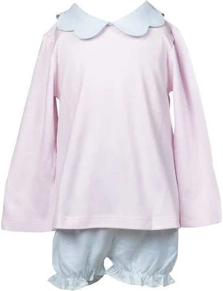 The Proper Peony Light Pink Stripe Scallop Bloomer Set