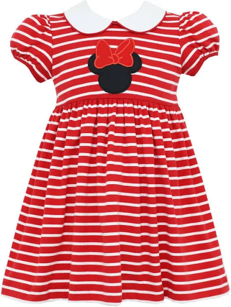 Claire and Charlie Minnie Red Knit Stripe Girls Short Sleeve A-Line Dress