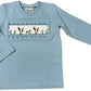 Delaney Boys Teal Knit Long Sleeve Smocked Mallard Ducks Shirt