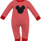 Claire and Charlie Mickey Red Knit Stripe Boys Long Sleeve Romper