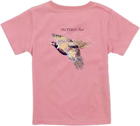 Properly Tied Boys Pheasant Hunt Short Sleeved Salmon T-Shirt